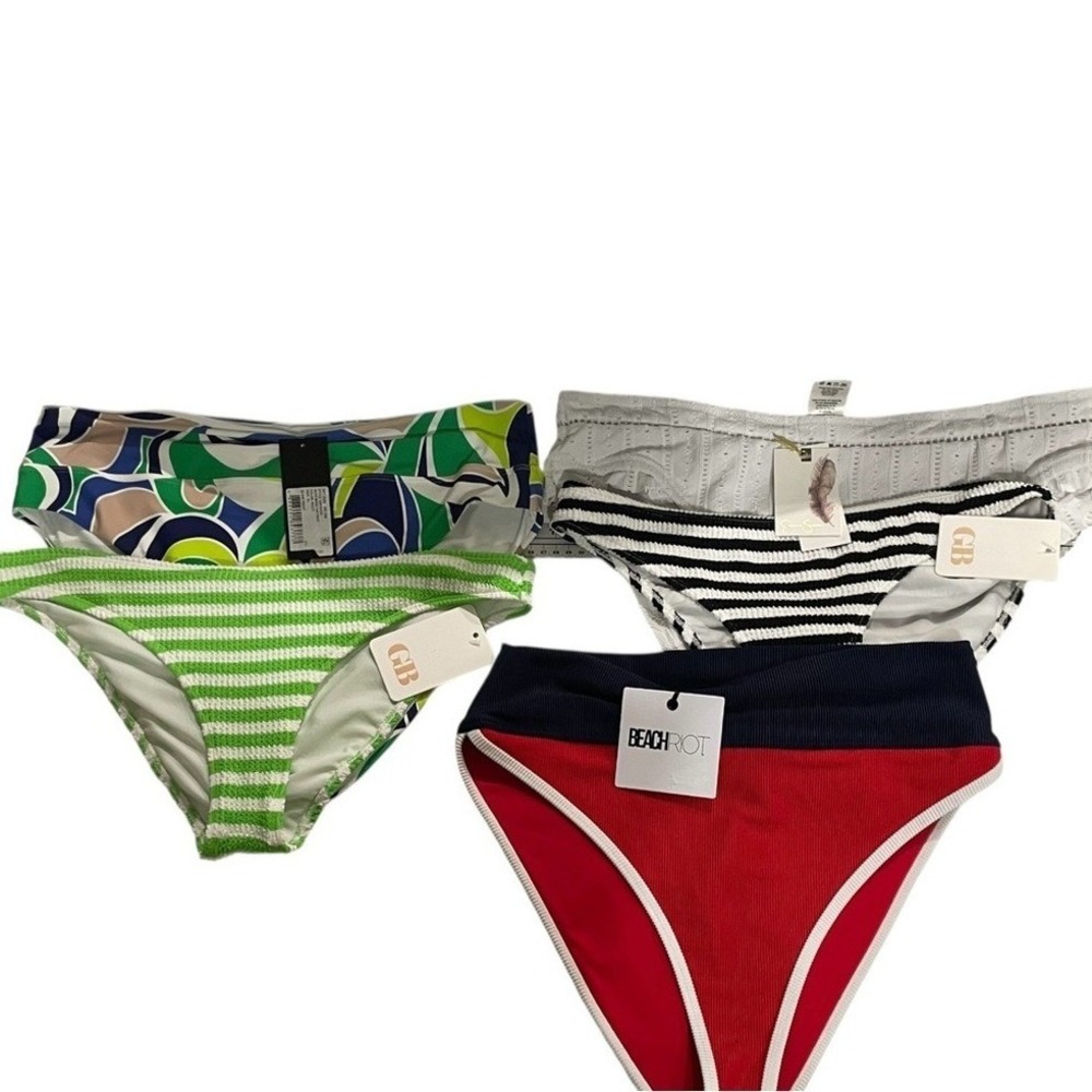 NWT Bundle of 5 Colorful Bikini Bottoms XL Beach Riot GB Jessica Simpson
